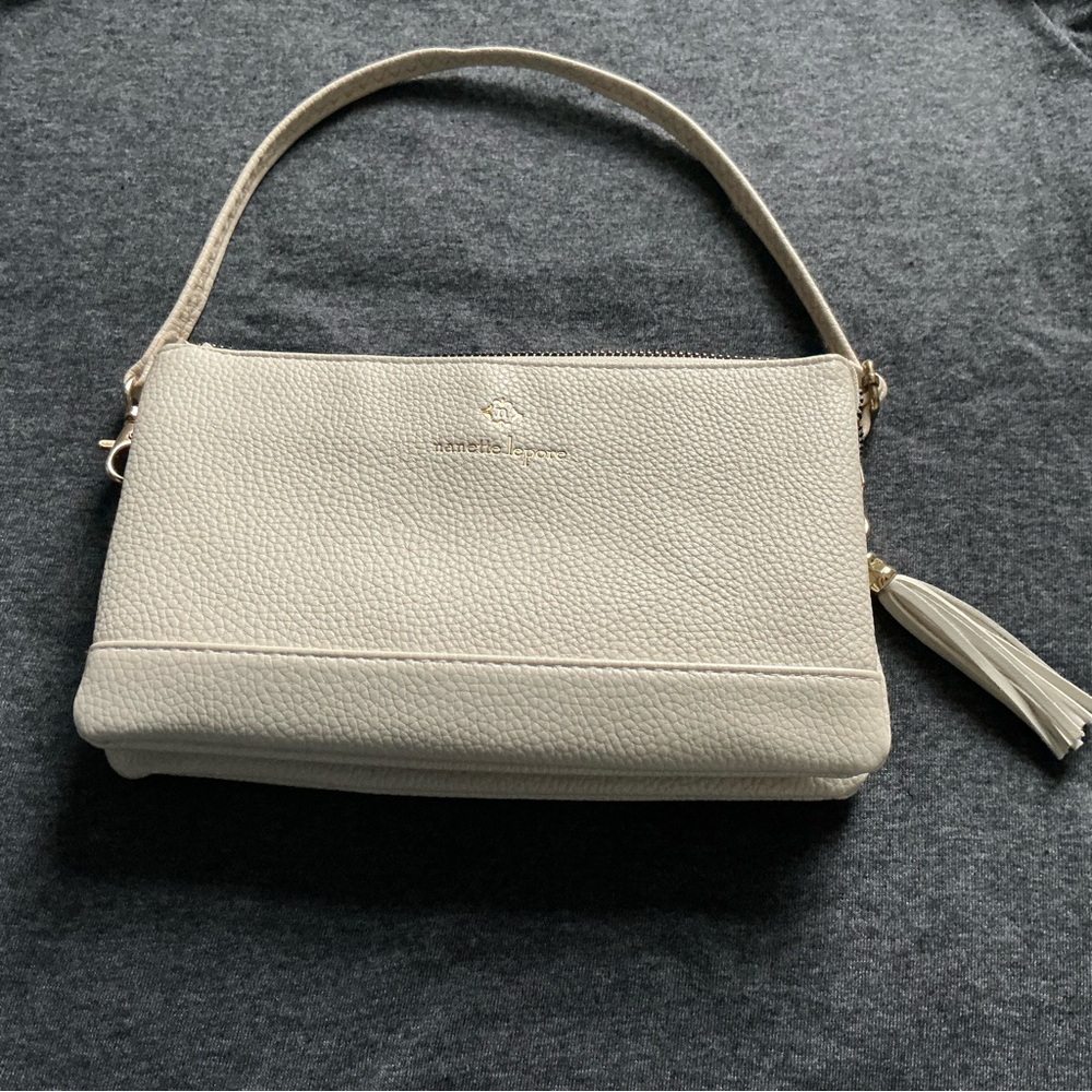 Nanette Lepore Cream Shoulder Bag with Textured Finish